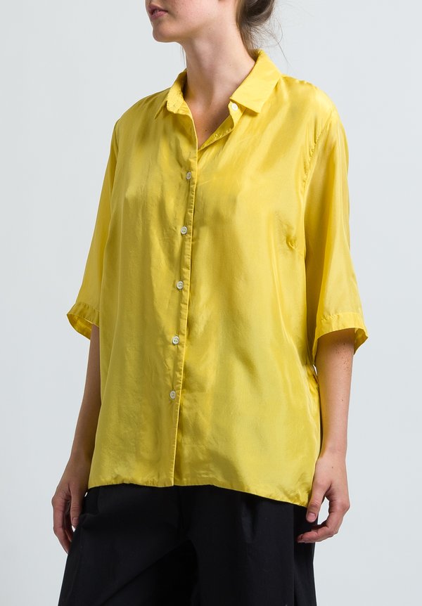 Casey Casey Silk Habotai Shirt in Yellow	