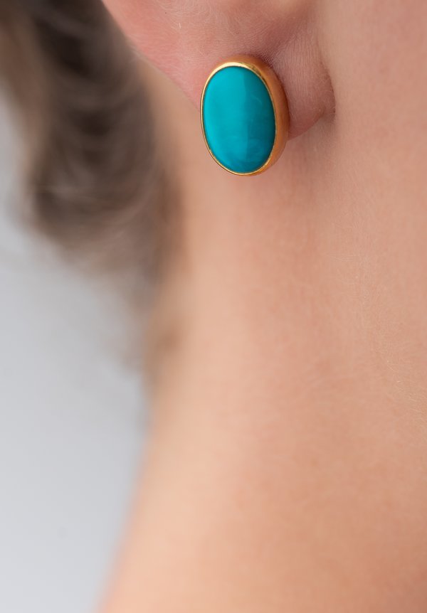 Greig Porter 22K, Sleeping Beauty Turquoise Post Earrings	