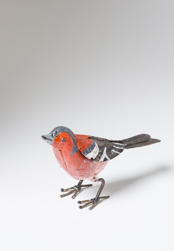 Hand-Painted Recycled Metal Small Purple Finch Bird	