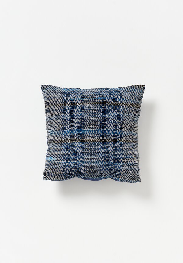 Handwoven Cotton/Linen/Silk Handwoven Pillow in Blue Mix