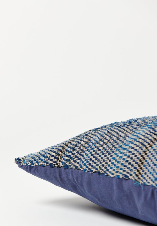 Handwoven Cotton/Linen/Silk Handwoven Pillow in Blue Mix