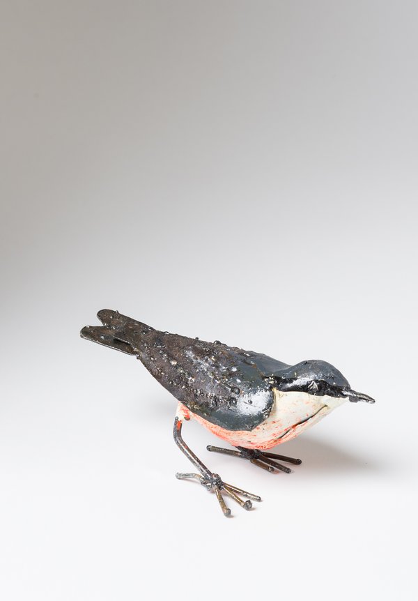 Hand-Painted Recycled Metal Small Eurasian Nuthatch Bird	