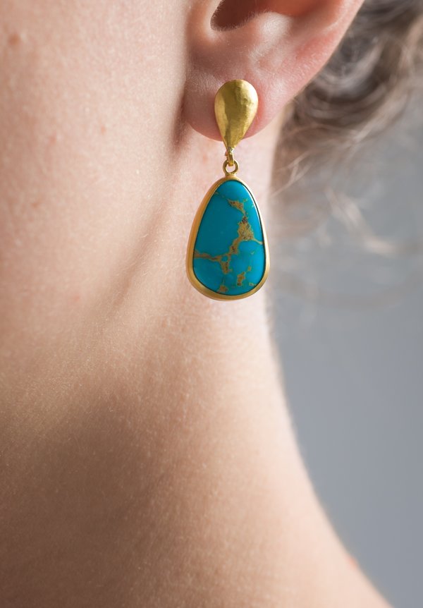 Lika Behar 24K, Royston Turquoise Teardrop Earrings	