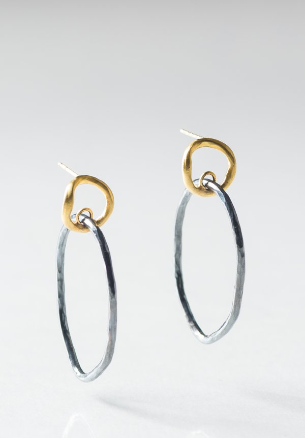 Lika Behar 24K, Oxi. Silver, Reflections Double Circle Earrings	