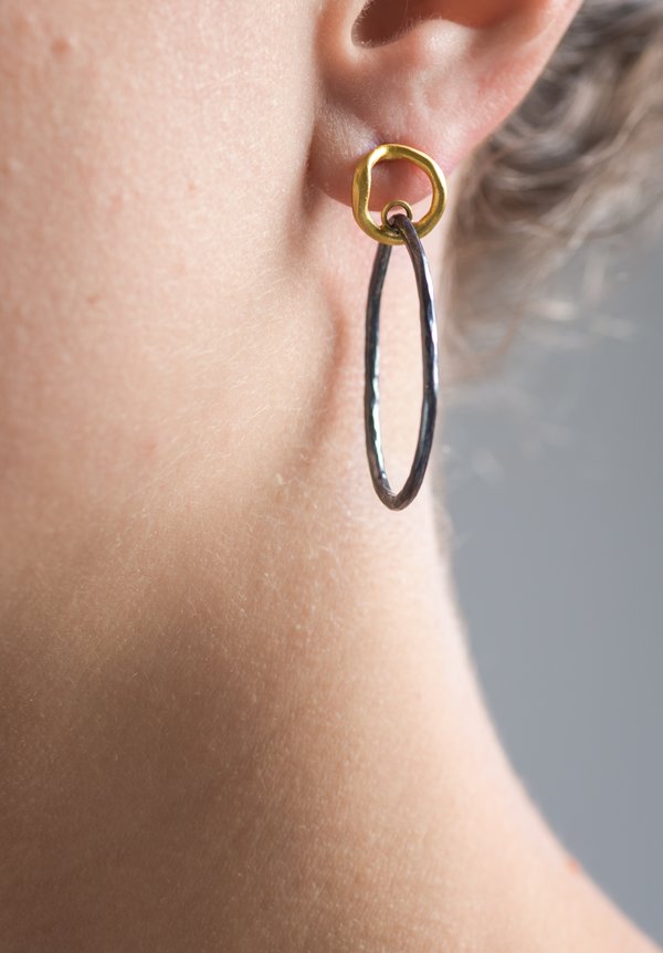 Lika Behar 24K, Oxi. Silver, Reflections Double Circle Earrings	