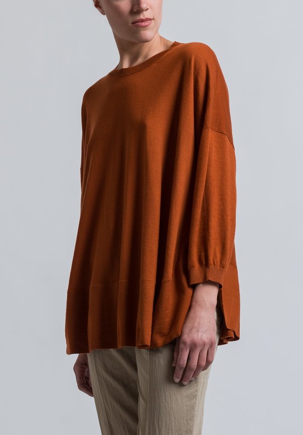 Agnona Oversized Lightweight Sweater in Rust	