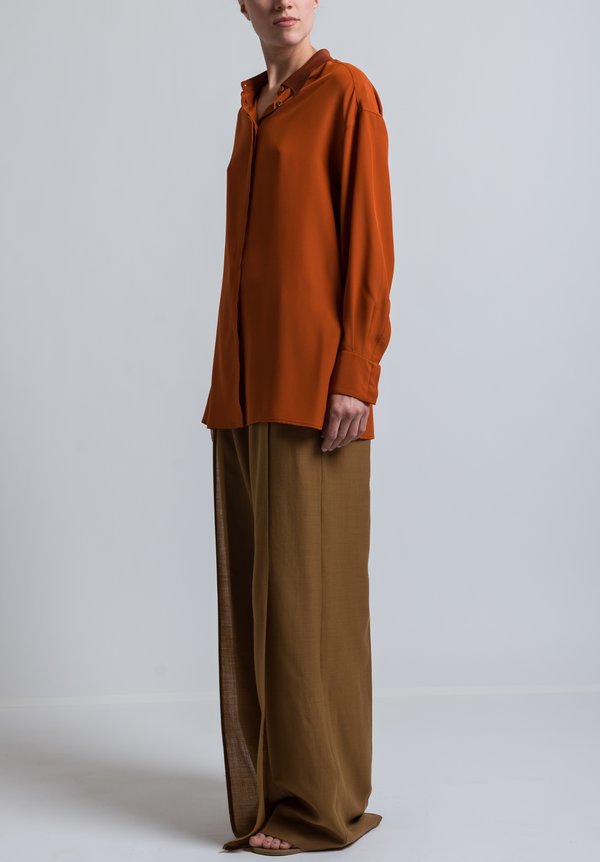 Agnona Relaxed Silk Blouse in Rust	