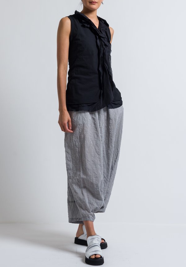 Rundholz Striped Drop Crotch Pants in White/ Black	