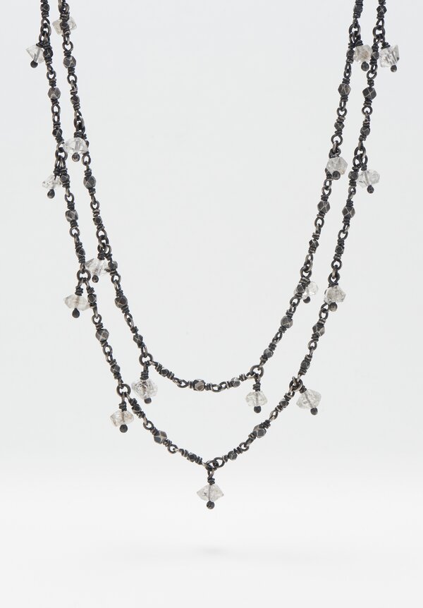 Miranda Hicks Long Herkimer Diamond Rosary Flapper Necklace	