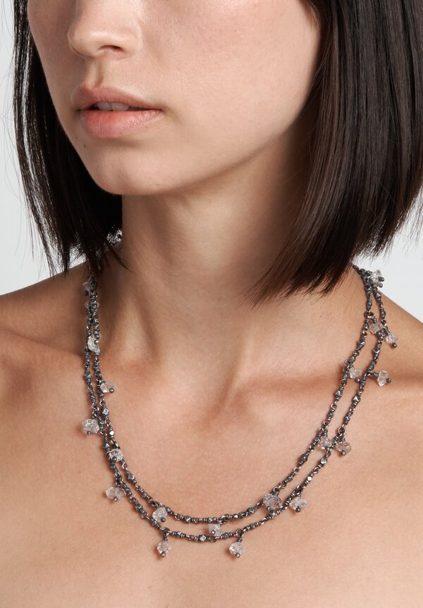 Miranda Hicks Long Herkimer Diamond Rosary Flapper Necklace	