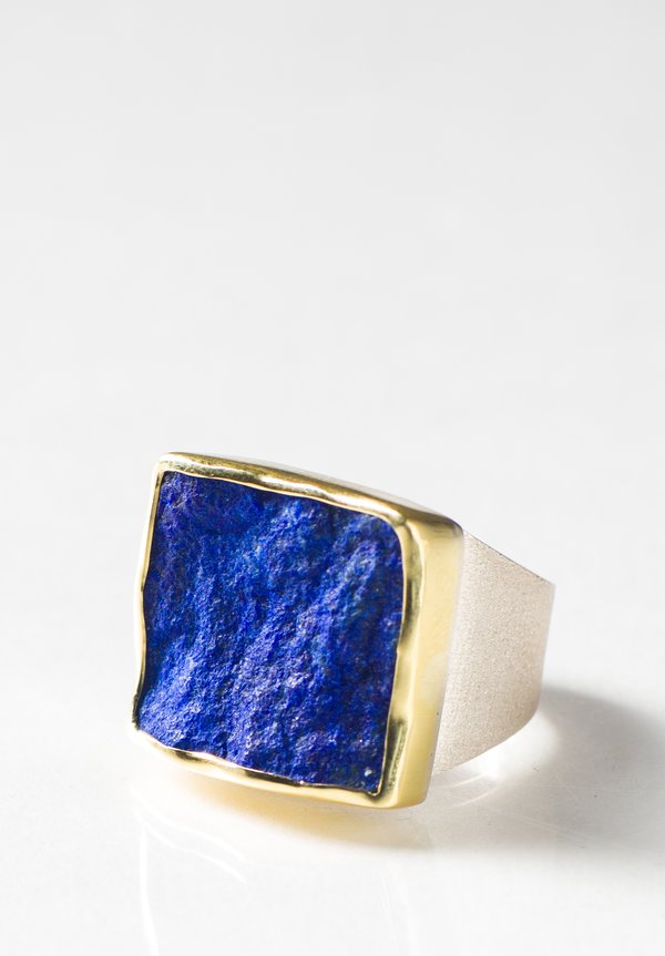 Margoni 18K and Sterling Silver Rough Lapis Ring	