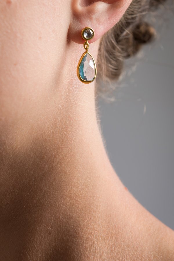 Margoni 18K, Diamond and Aquamarine Earrings	