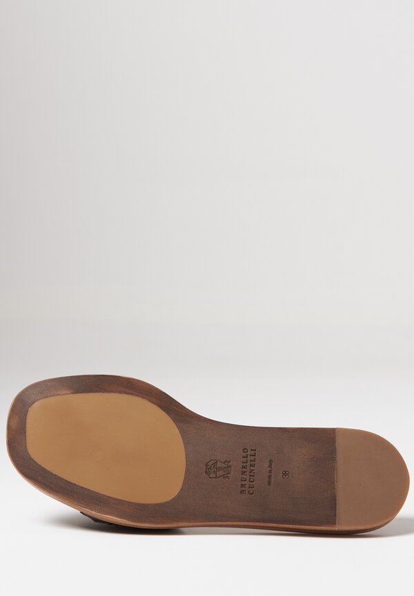 Brunello Cucinelli Monili & Sequins Slide Sandals in Bronze	