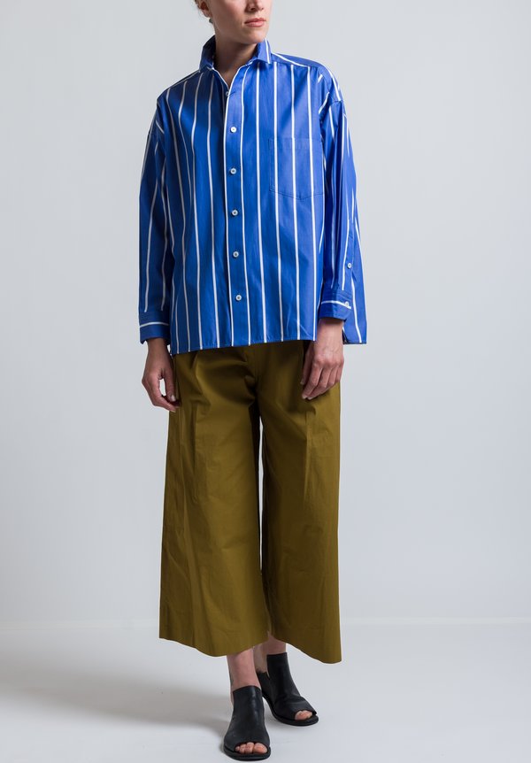 Ticca Cotton Wide Stripe Shirt in Blue	