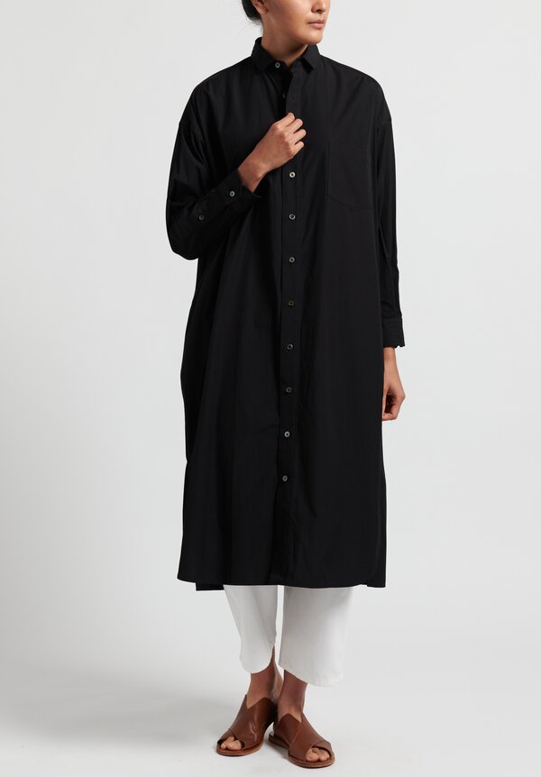 Ticca Cotton Long Sleeve Shirt Dress in Black