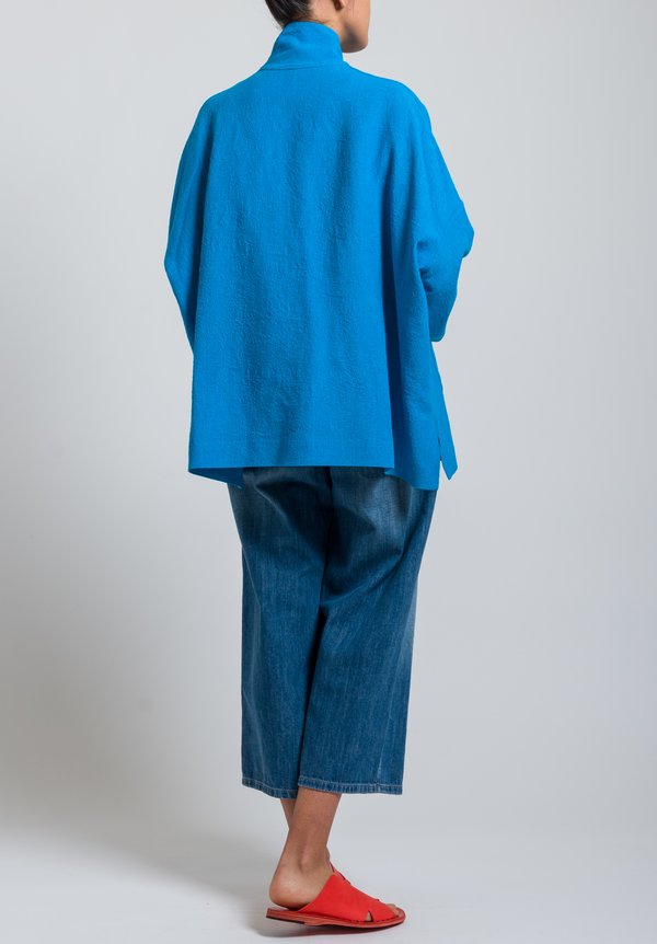 Daniela Gregis Linen Gladiolus Jacket in Turquoise	