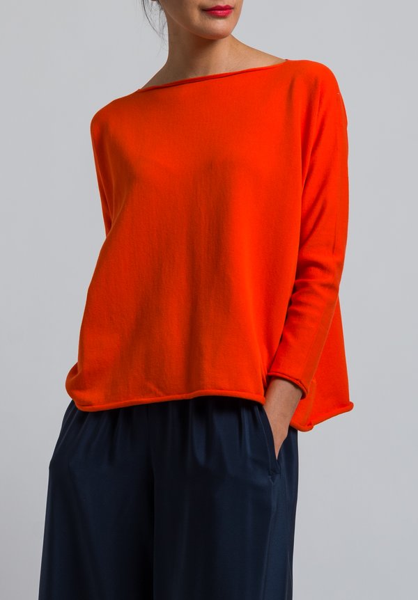 Daniela Gregis Cotton Short Sweater in Fluo Orange	