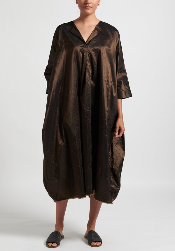 Daniela Gregis Washed Silk Oversized Taffeta Dress in Bronze | Santa Fe ...