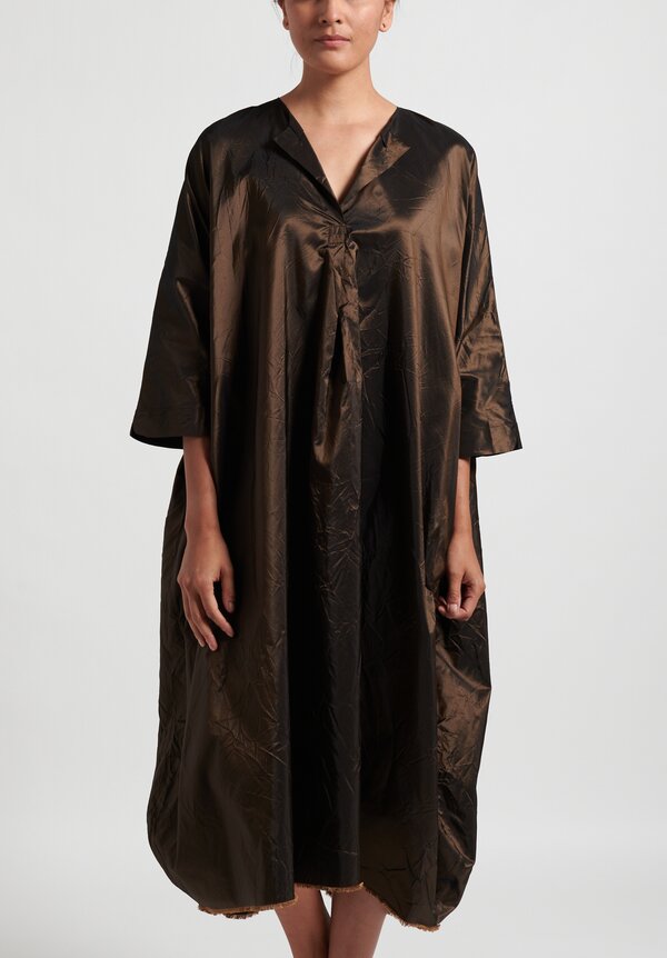 Daniela Gregis Washed Silk Oversized Taffeta Dress in Bronze	