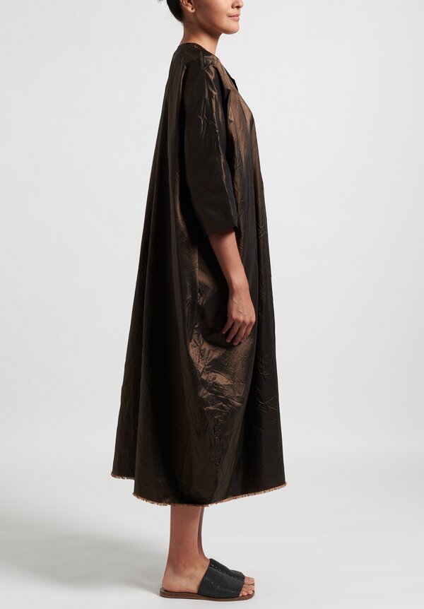 Daniela Gregis Washed Silk Oversized Taffeta Dress in Bronze	