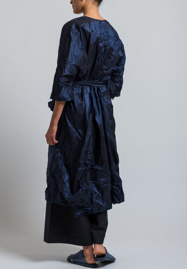 Daniela Gregis Washed Silk Oversized Taffeta Dress in Navy Blue	
