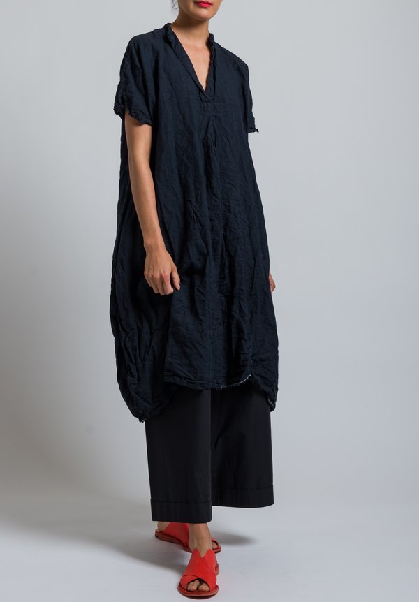 Daniela Gregis Washed Linen Manichina Dress in Black | Santa Fe Dry ...