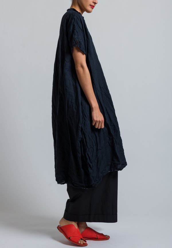 Daniela Gregis Washed Linen Manichina Dress in Black	