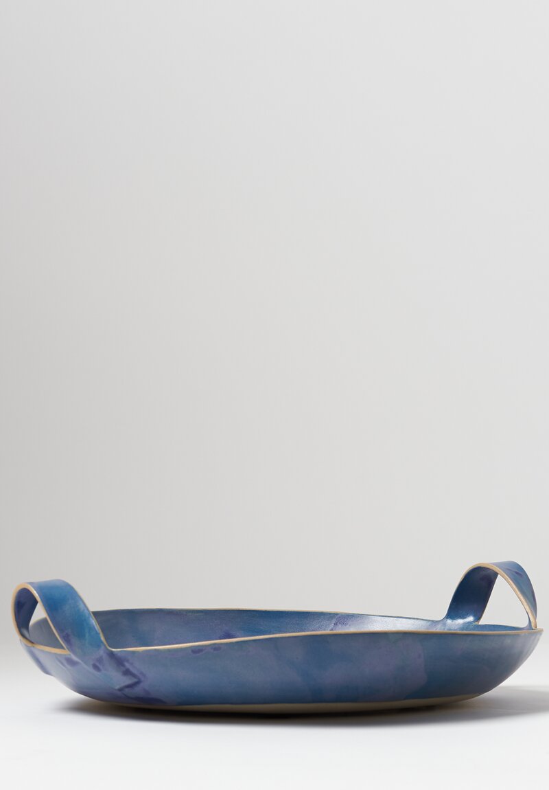 Laurie Goldstein Large Ceramic Bowl with Handles in Blue	