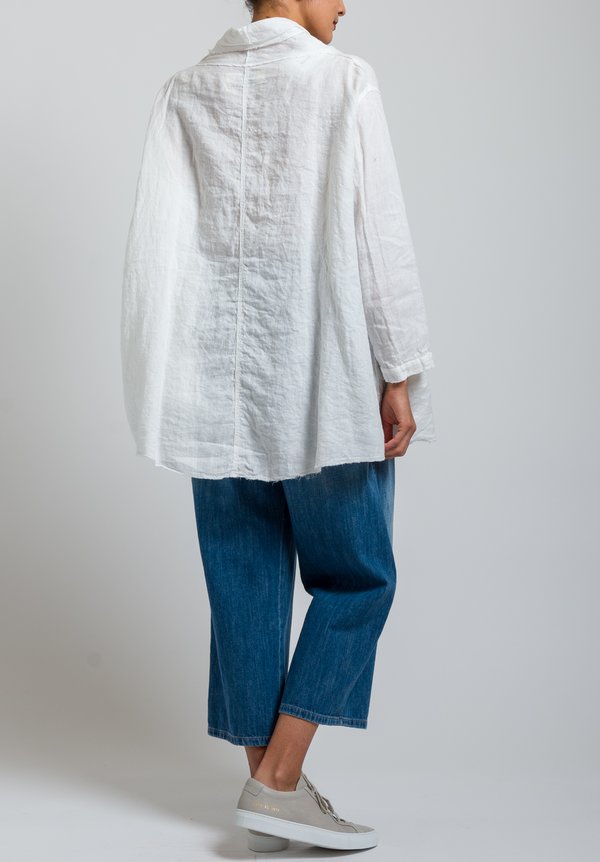Kaval Linen Stole Shirt in Off White	