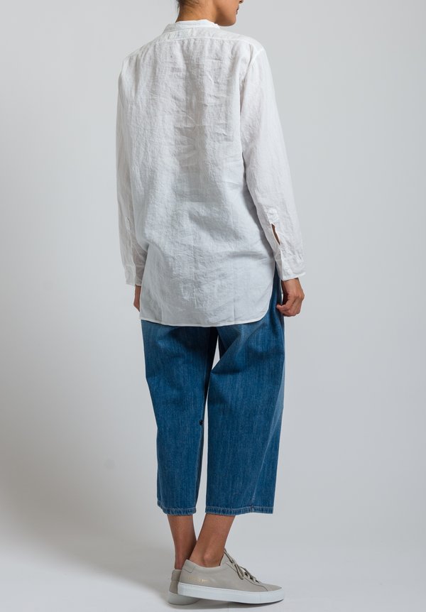 Kaval Simple Linen Shirt in Off White	