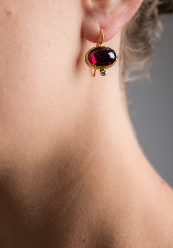 Stephanie Albertson 22K, Rhodolite Garnet and Diamond Earrings	