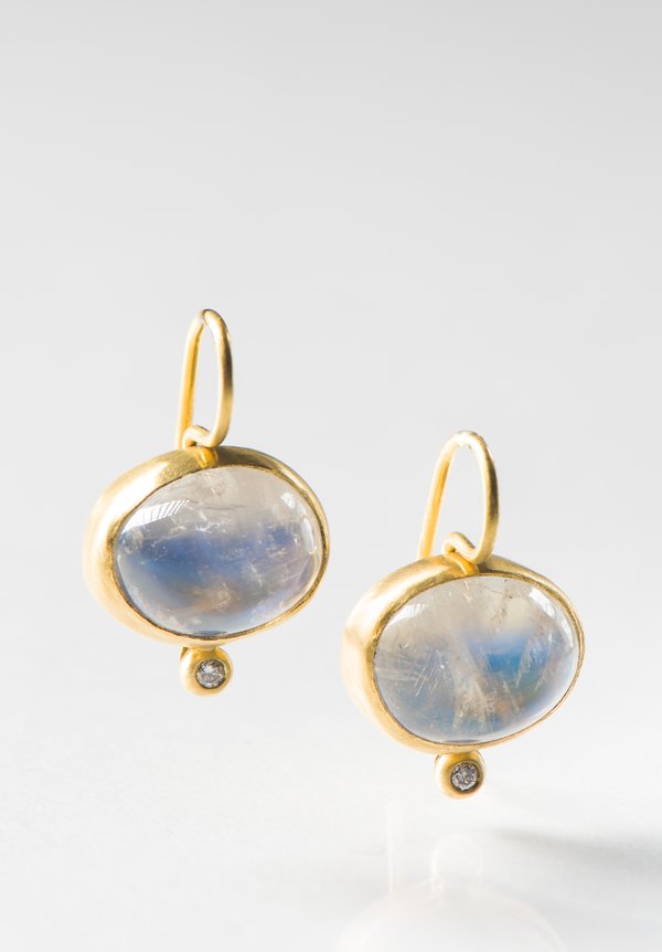 Stephanie Albertson 22K, Moonstone and Diamond Earrings	