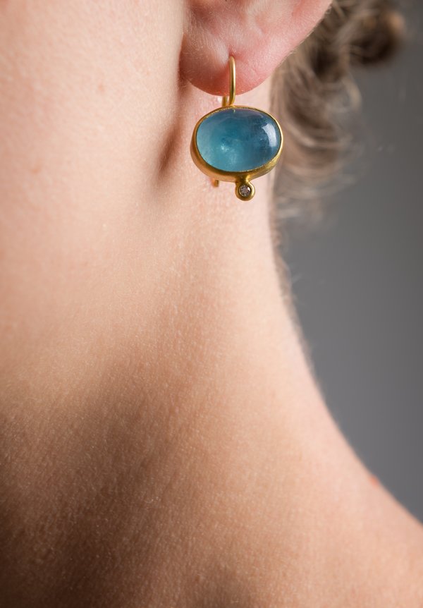 Stephanie Albertson 22K, Aqua, Diamond Earrings	