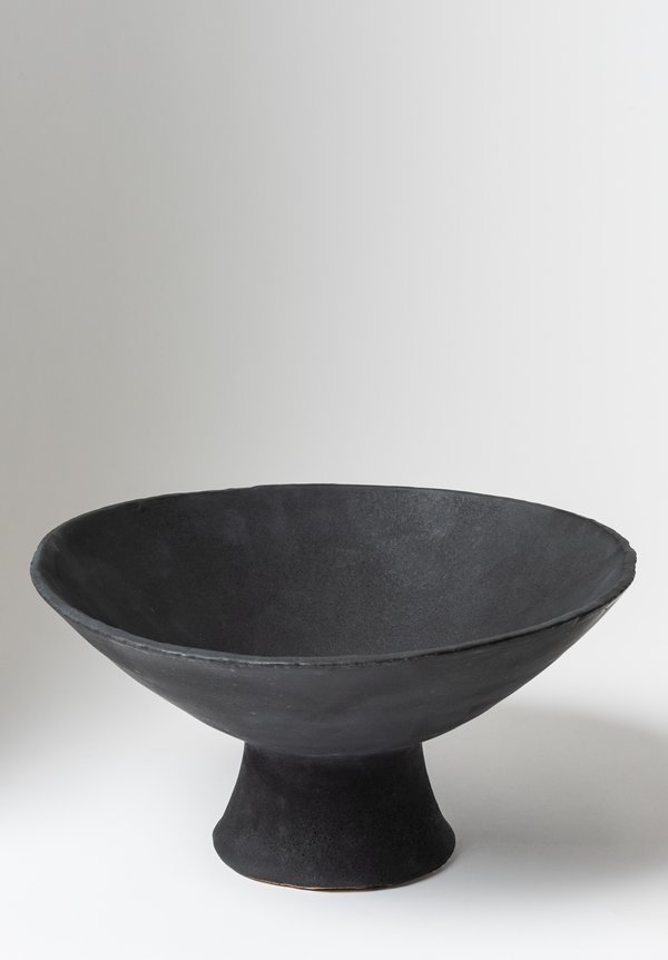 Danny Kaplan Handmade Ceramic Medium Footed Bowl Black	
