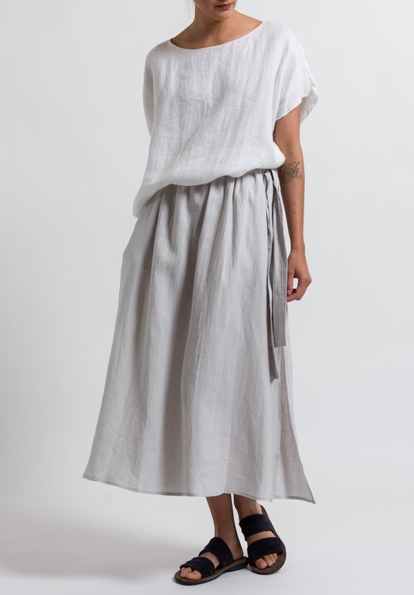 Cosmic Wonder Light Linen Gathered Skirt in Light Grey	