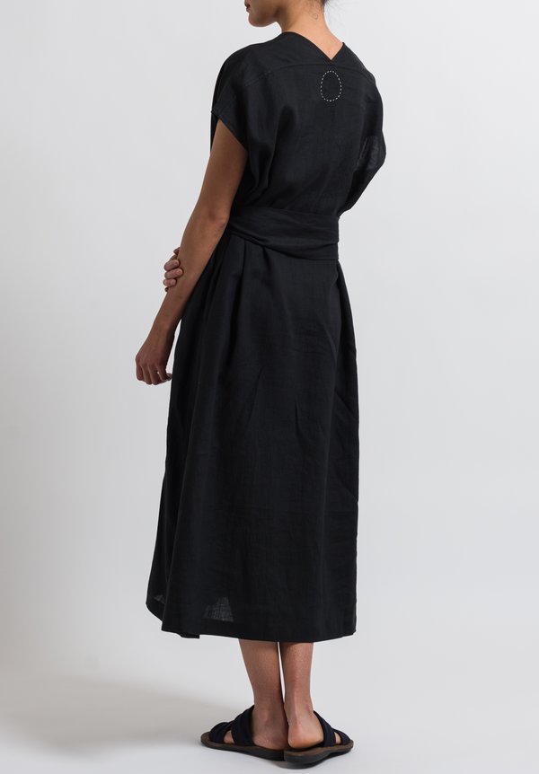 Cosmic Wonder Linen Ancient Dress in Black	