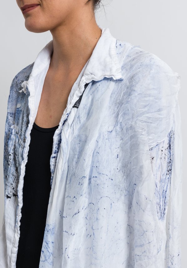 Jaga Painted Asymmetrical Silk Scarf White/ Blue	