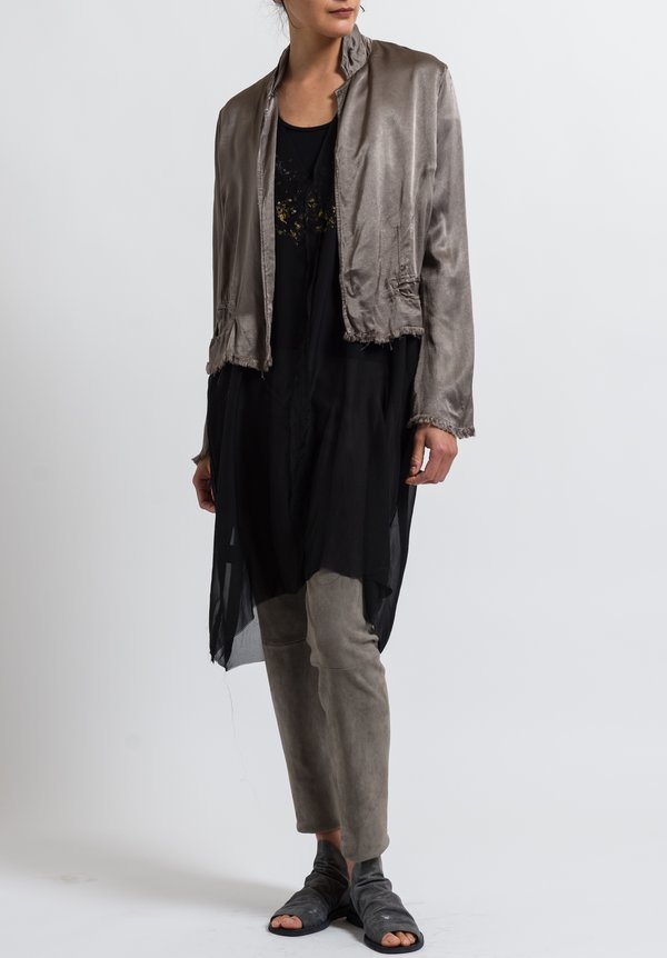 Jaga Silk Long Chiffon Tunic in Black/ Gold	