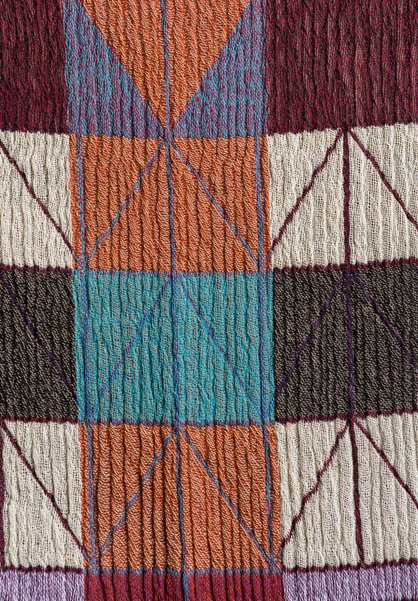 Nuno Wool Frank Lloyd Wright Inspired Fold Away Scarf in Red Mix	