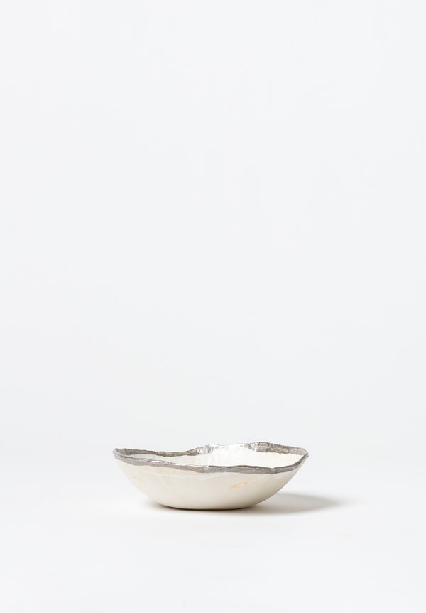 Jan Burtz Porcelain Salad Bowl with Silver Trim	
