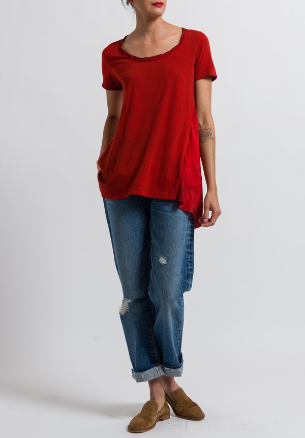 Uma Wang Cotton Candore Jade Top in Spicy Red	
