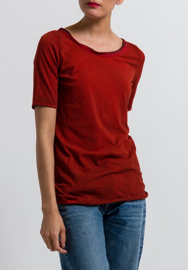 Uma Wang Stretch Cotton Jane Top in Spicy Red	