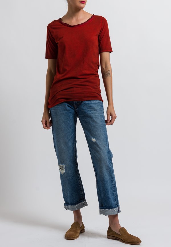 Uma Wang Stretch Cotton Jane Top in Spicy Red	
