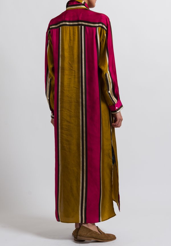 Uma Wang Striped Long Amare Shirt Dress in Mango/Flamingo | Santa Fe ...