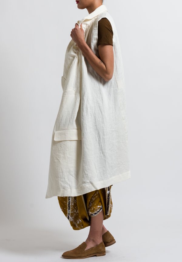 Uma Wang Linen Nebida Kailasa Jacket in Off White	