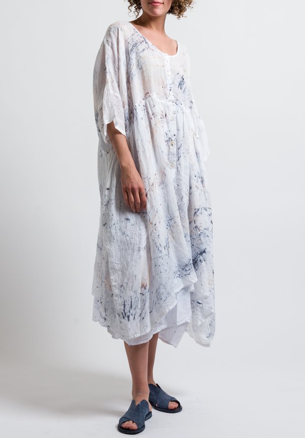 Gilda Midani Pattern Dyed Linen/ Cotton Oversized Dress in Spatula	