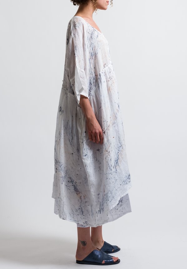 Gilda Midani Pattern Dyed Linen/ Cotton Oversized Dress in Spatula	