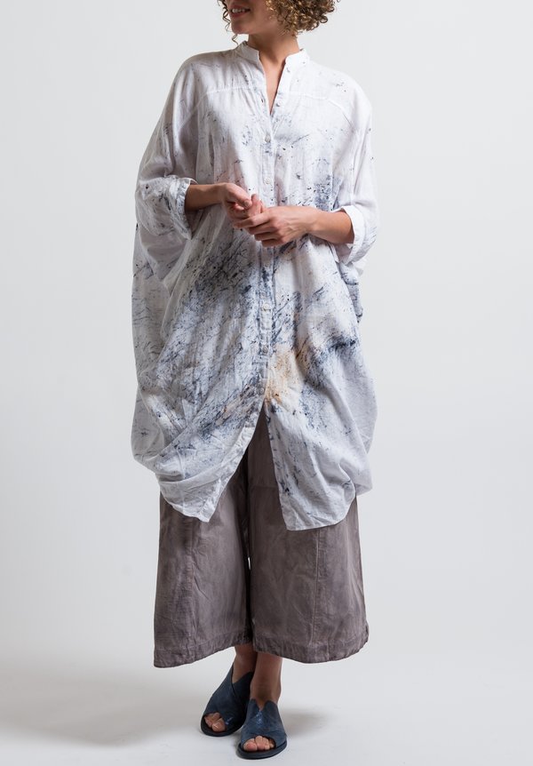 Gilda Midani Pattern Dyed Linen Square Dress in Spatula	