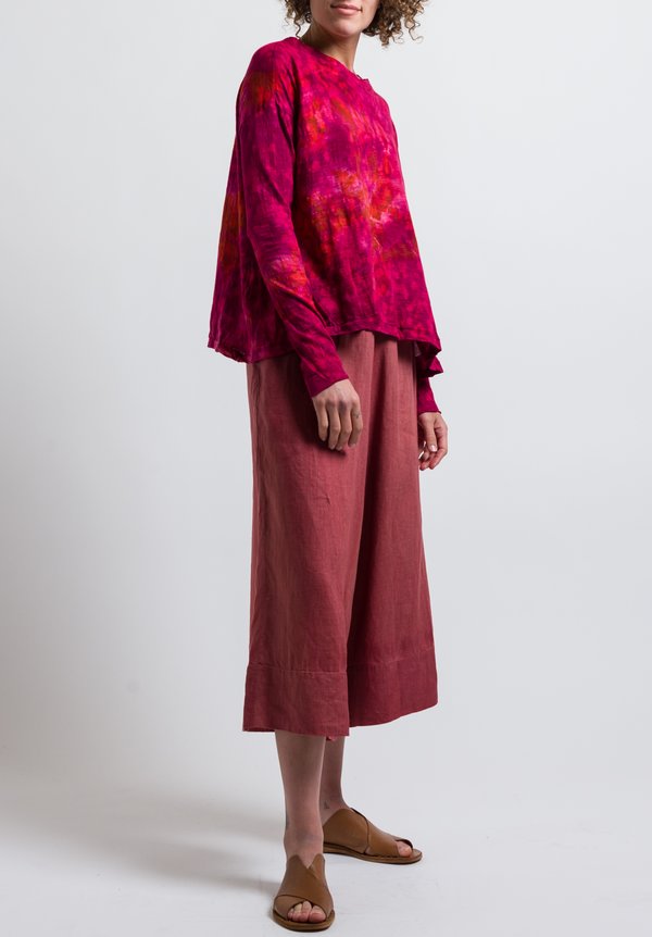 Gilda Midani Pattern Dyed Long Sleeve Trapeze Tee in Pink Windflower