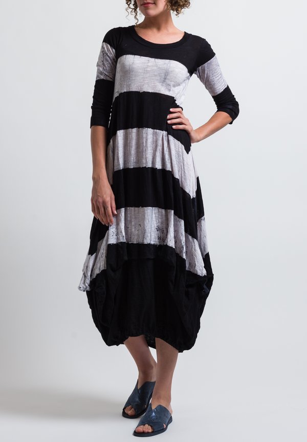 Gilda Midani Balloon Dress in Stripes Black + White	